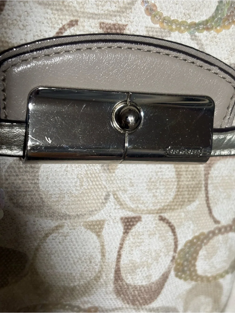 Coach Kristin Swing Bag  Crossbody Sequin Signature white  Brown
